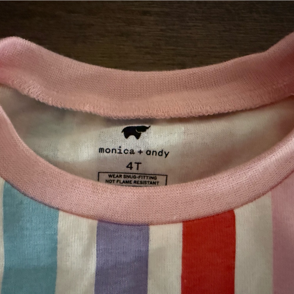 Monica + Andy Kids Striped Pajama Set - Pink, Blue, Red